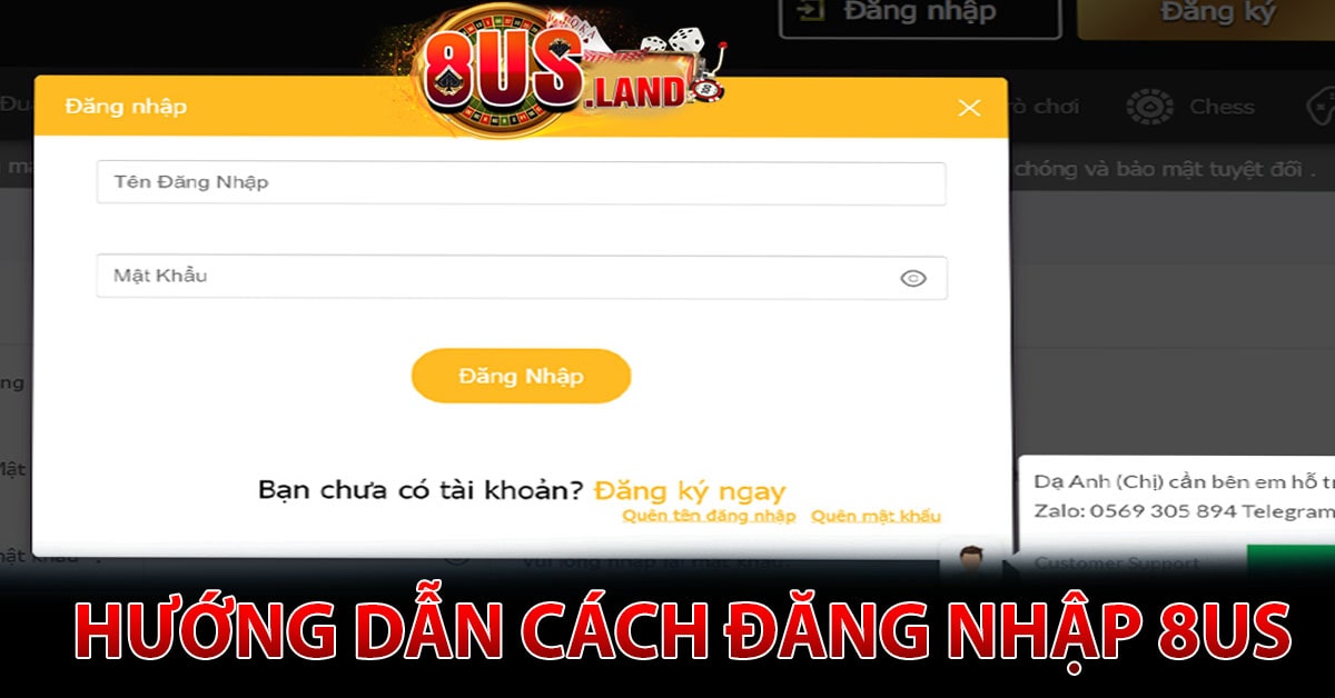 Hướng dẫn cách đăng nhập 8US
